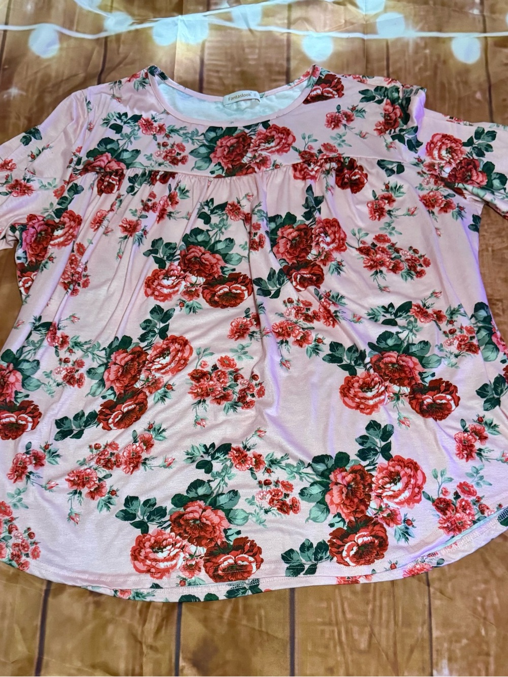 Women’s Pink Floral Tunic Top with Rose Print